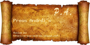 Press András névjegykártya
